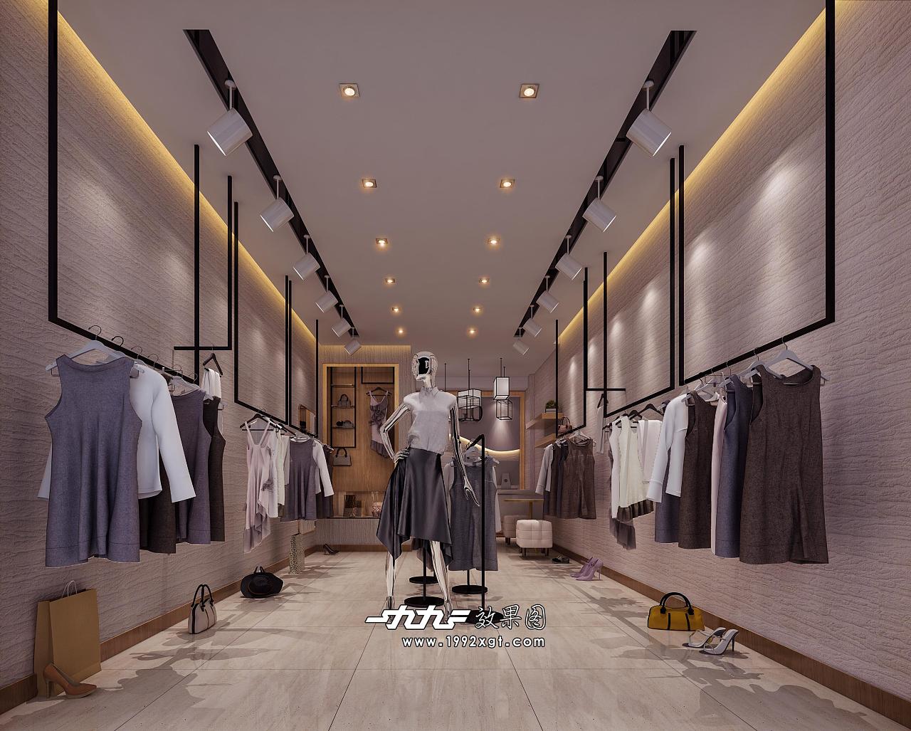 1992復(fù)古工裝風(fēng)服裝店效果圖設(shè)計